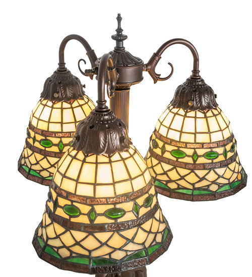 Meyda Tiffany 245484 Three Light Table Lamp, Mahogany Bronze
