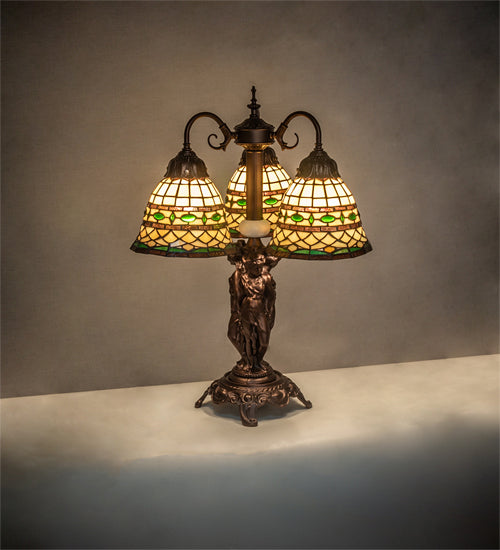 Meyda Tiffany 245484 Three Light Table Lamp, Mahogany Bronze