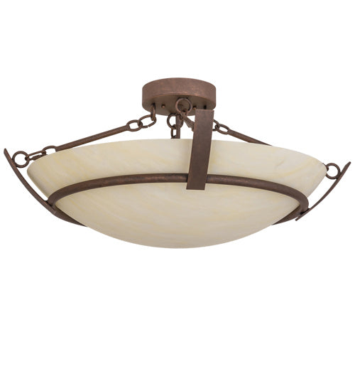 Meyda Tiffany 245697 Four Light Semi-Flushmount, Antique Rust