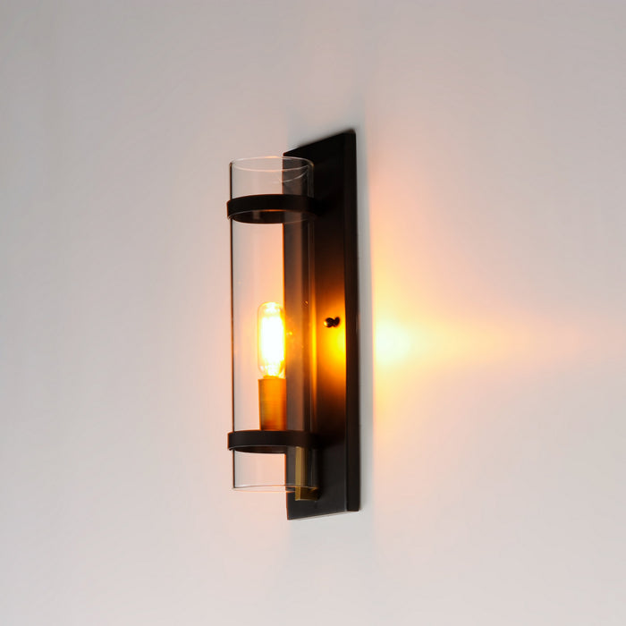 Maxim 2640BKAB One Light Wall Sconce, Black / Antique Brass