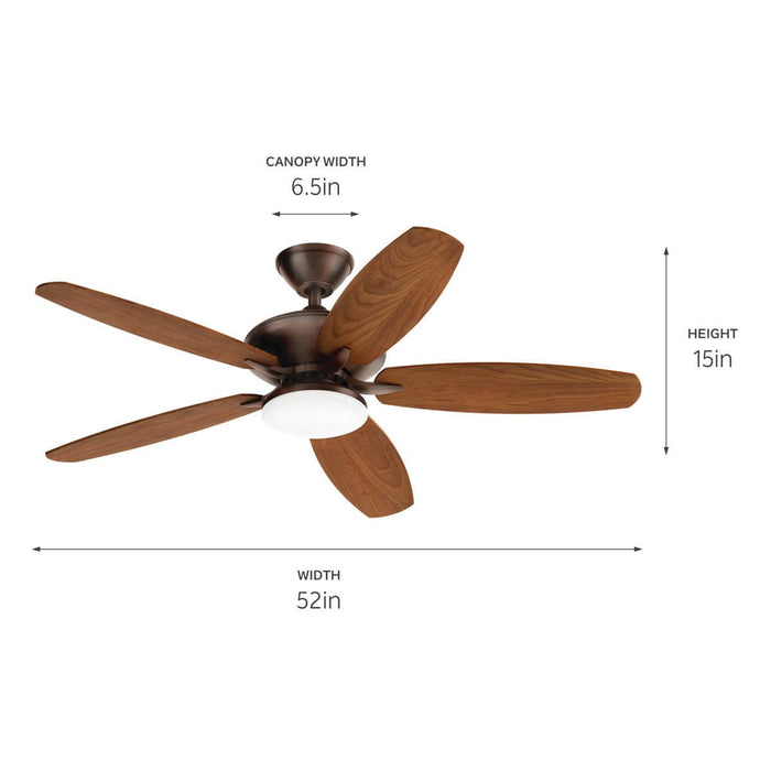 Kichler 330163SNB 52" Ceiling Fan, Satin Natural Bronze