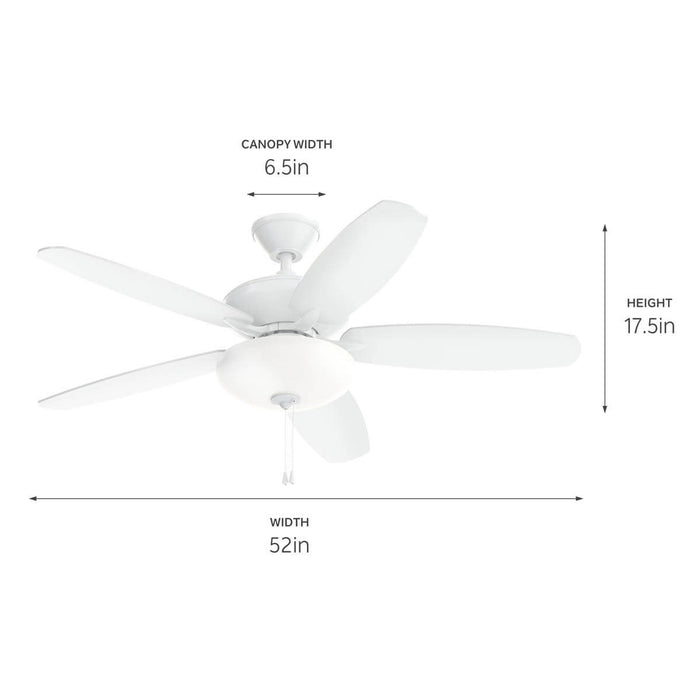 Kichler 330161MWH 52" Ceiling Fan, Matte White