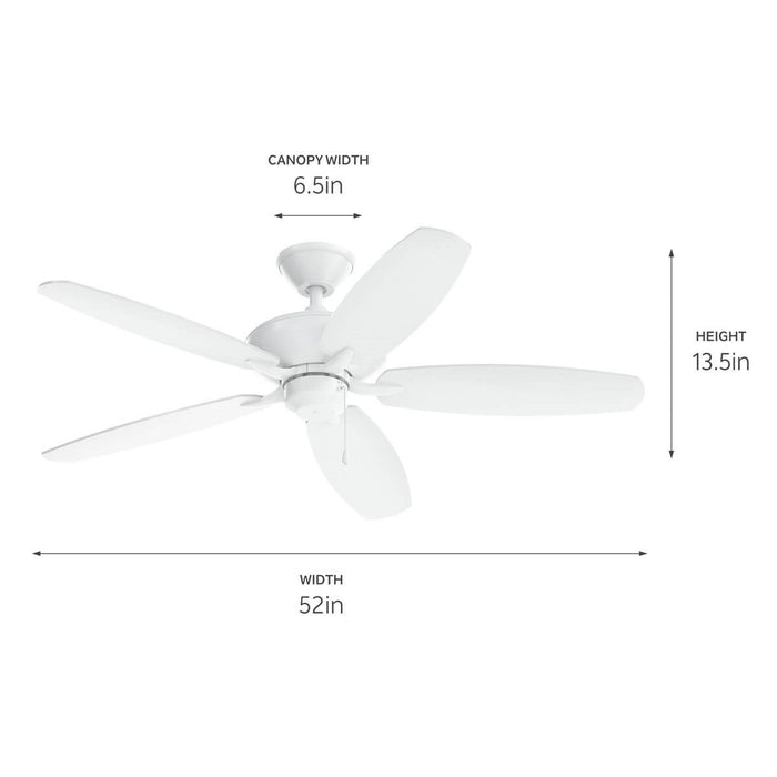 Kichler 330160MWH 52" Ceiling Fan, Matte White