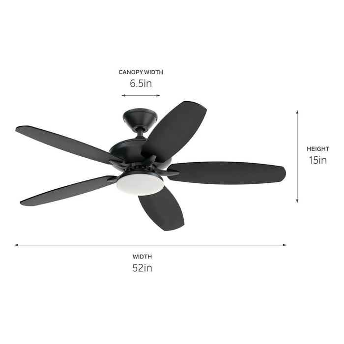 Kichler 330163SBK 52" Ceiling Fan, Satin Black