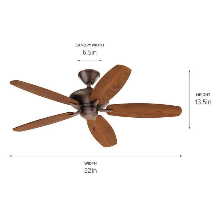 Kichler 330164OBB 52" Ceiling Fan, Oil Brushed Bronze