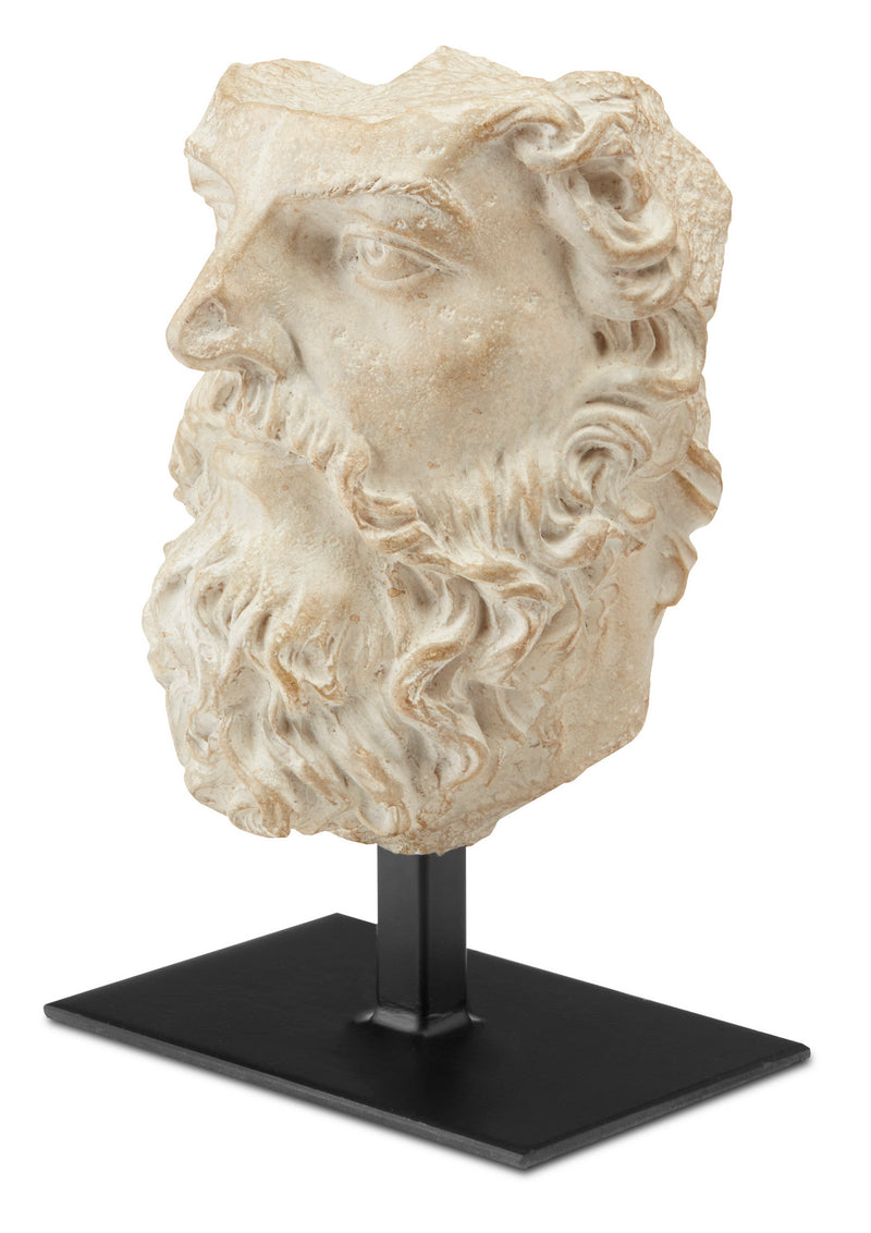 Currey and Company 1200-0444 Head of Zeus, Aged Beige/Black