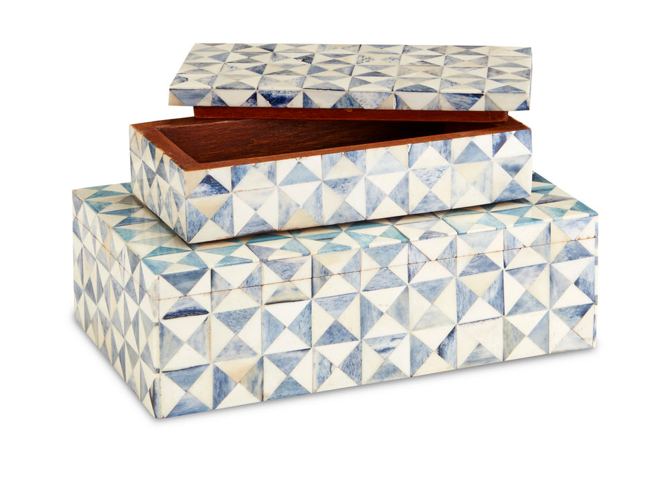 Currey and Company 1200-0453 Box Set of 2, Blue/White