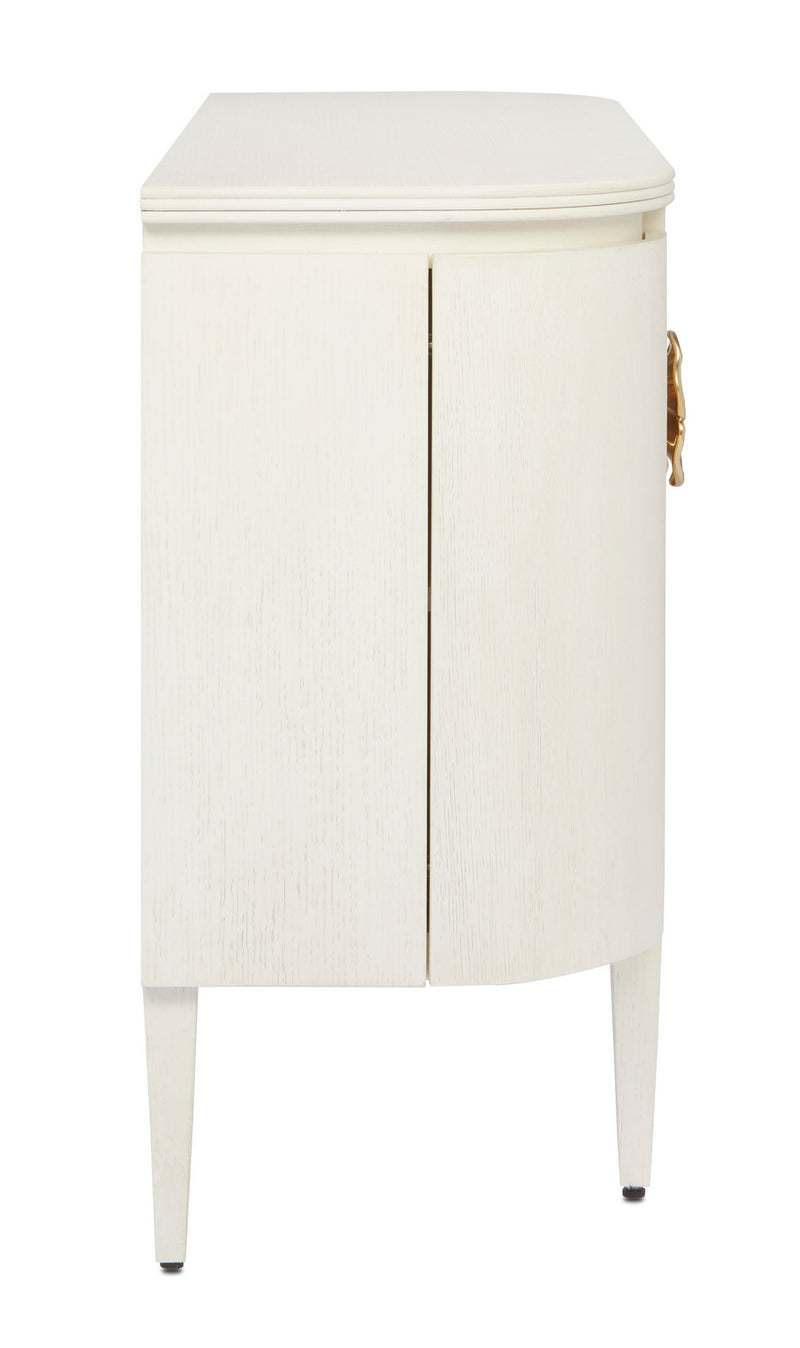 Currey and Company 3000-0201 Demi-Lune, Cerused White/Brass