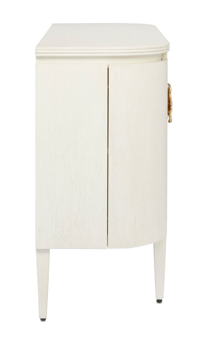 Currey and Company 3000-0201 Demi-Lune, Cerused White/Brass