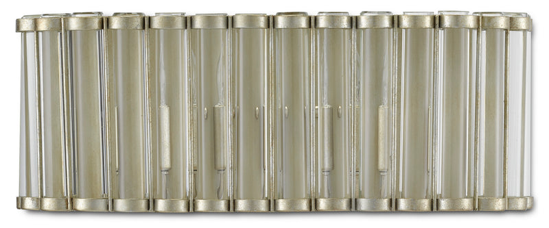 Currey and Company 5000-0187 Two Light Wall Sconce, Contemporary Silver Leaf/Clear