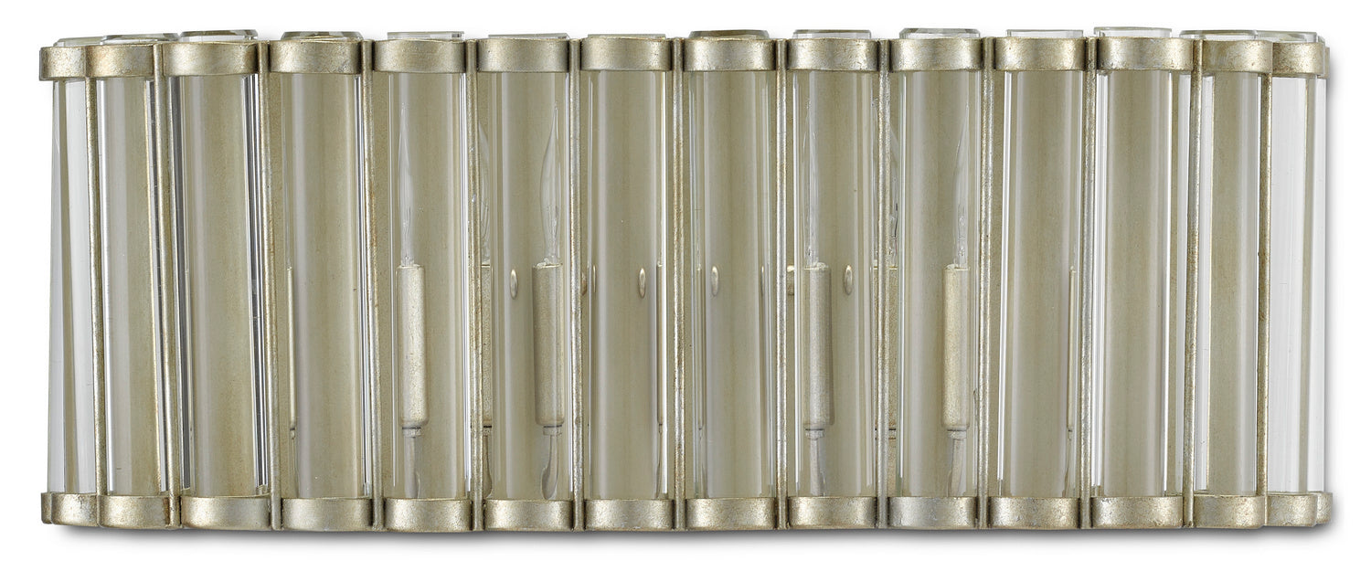 Currey and Company 5000-0187 Two Light Wall Sconce, Contemporary Silver Leaf/Clear