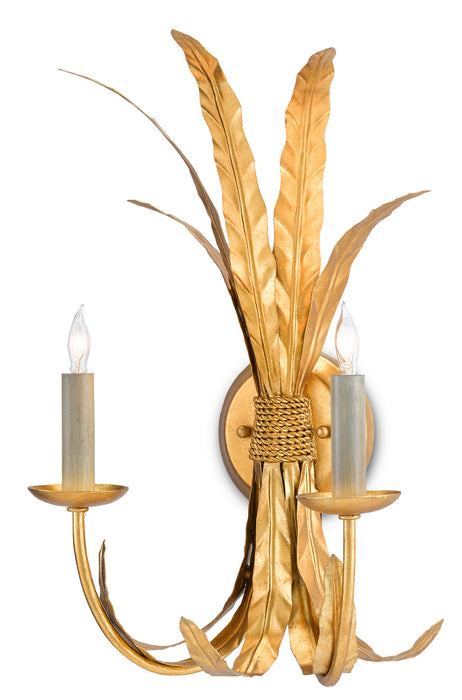 Currey and Company 5000-0188 Two Light Wall Sconce, Grecian Gold Leaf