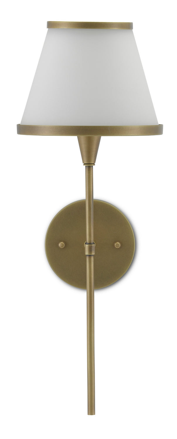 Currey and Company 5800-0001 One Light Wall Sconce, Antique Brass/Opaque Glass