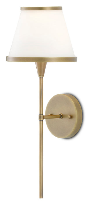 Currey and Company 5800-0001 One Light Wall Sconce, Antique Brass/Opaque Glass
