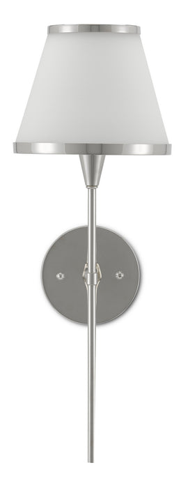Currey and Company 5800-0002 One Light Wall Sconce, Polished Nickel/Opaque Glass