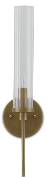 Currey and Company 5800-0004 One Light Wall Sconce, Antique Brass/Clear