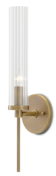 Currey and Company 5800-0004 One Light Wall Sconce, Antique Brass/Clear