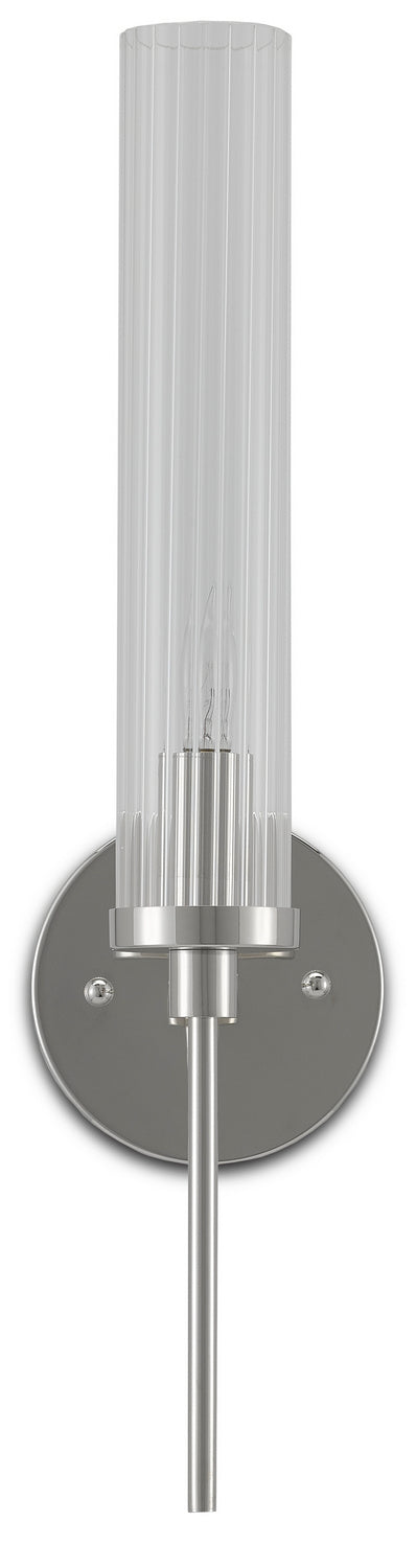 Currey and Company 5800-0005 One Light Wall Sconce, Polished Nickel/Clear