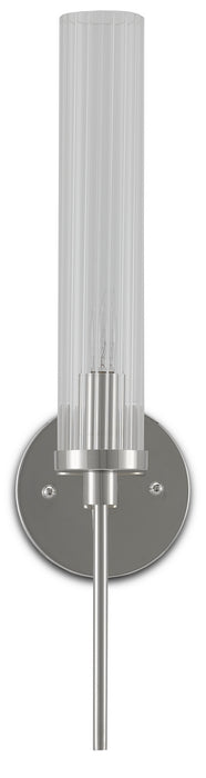 Currey and Company 5800-0005 One Light Wall Sconce, Polished Nickel/Clear