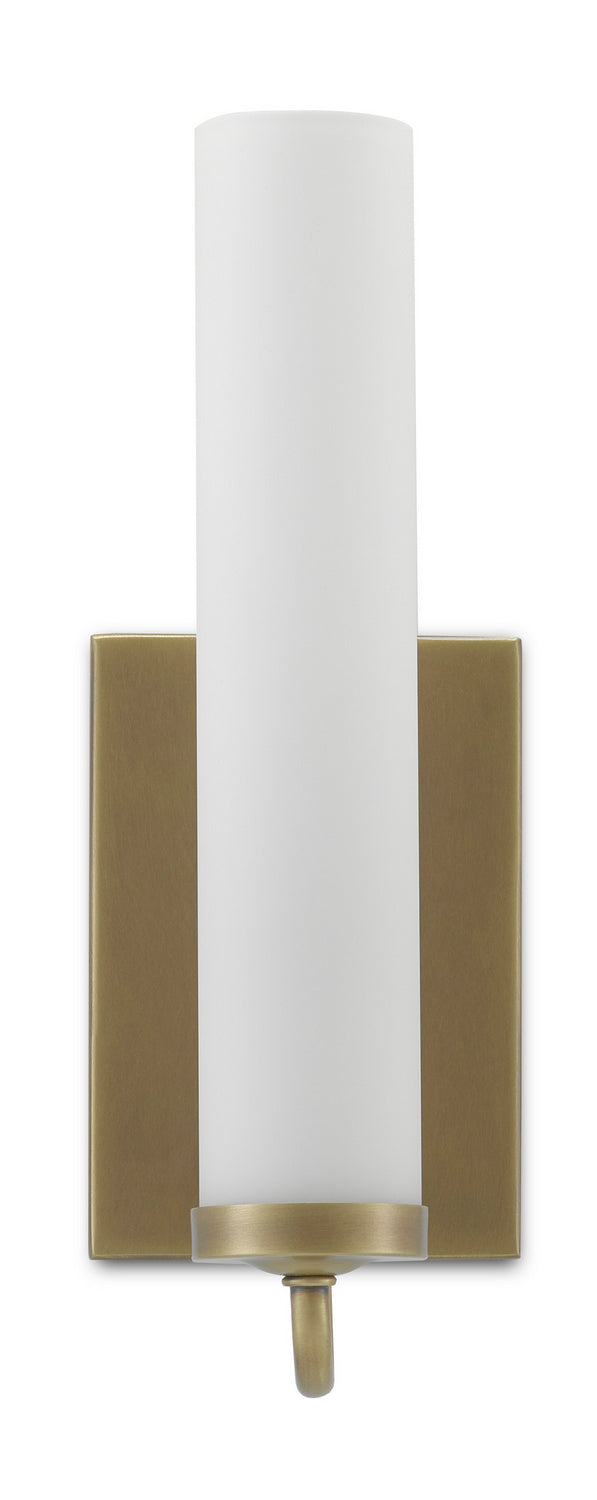 Currey and Company 5800-0010 One Light Wall Sconce, Antique Brass/Opaque Glass