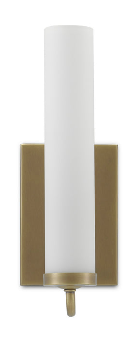 Currey and Company 5800-0010 One Light Wall Sconce, Antique Brass/Opaque Glass