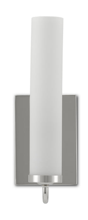 Currey and Company 5800-0011 One Light Wall Sconce, Polished Nickel/Opaque Glass