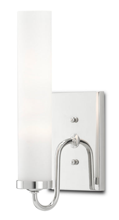 Currey and Company 5800-0011 One Light Wall Sconce, Polished Nickel/Opaque Glass
