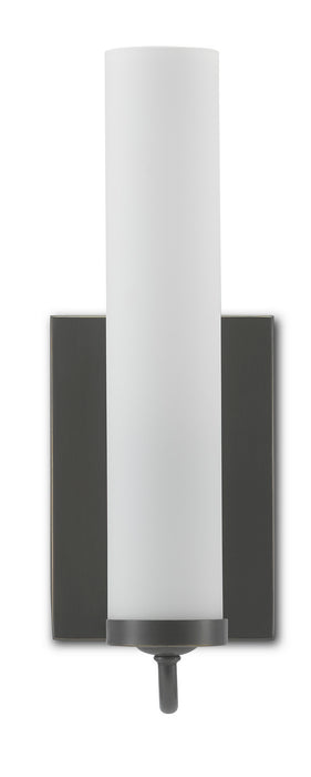 Currey and Company 5800-0012 One Light Wall Sconce, Oil Rubbed Bronze/Opaque Glass