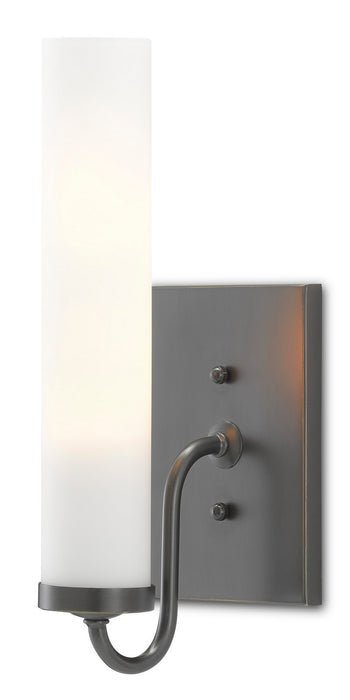 Currey and Company 5800-0012 One Light Wall Sconce, Oil Rubbed Bronze/Opaque Glass