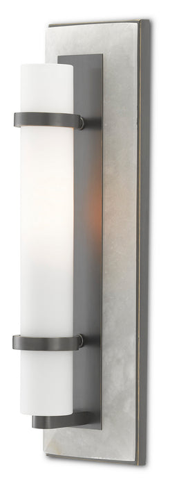 Currey and Company 5800-0018 One Light Wall Sconce, Natural Alabaster/Oil Rubbed Bronze/Opaque/White