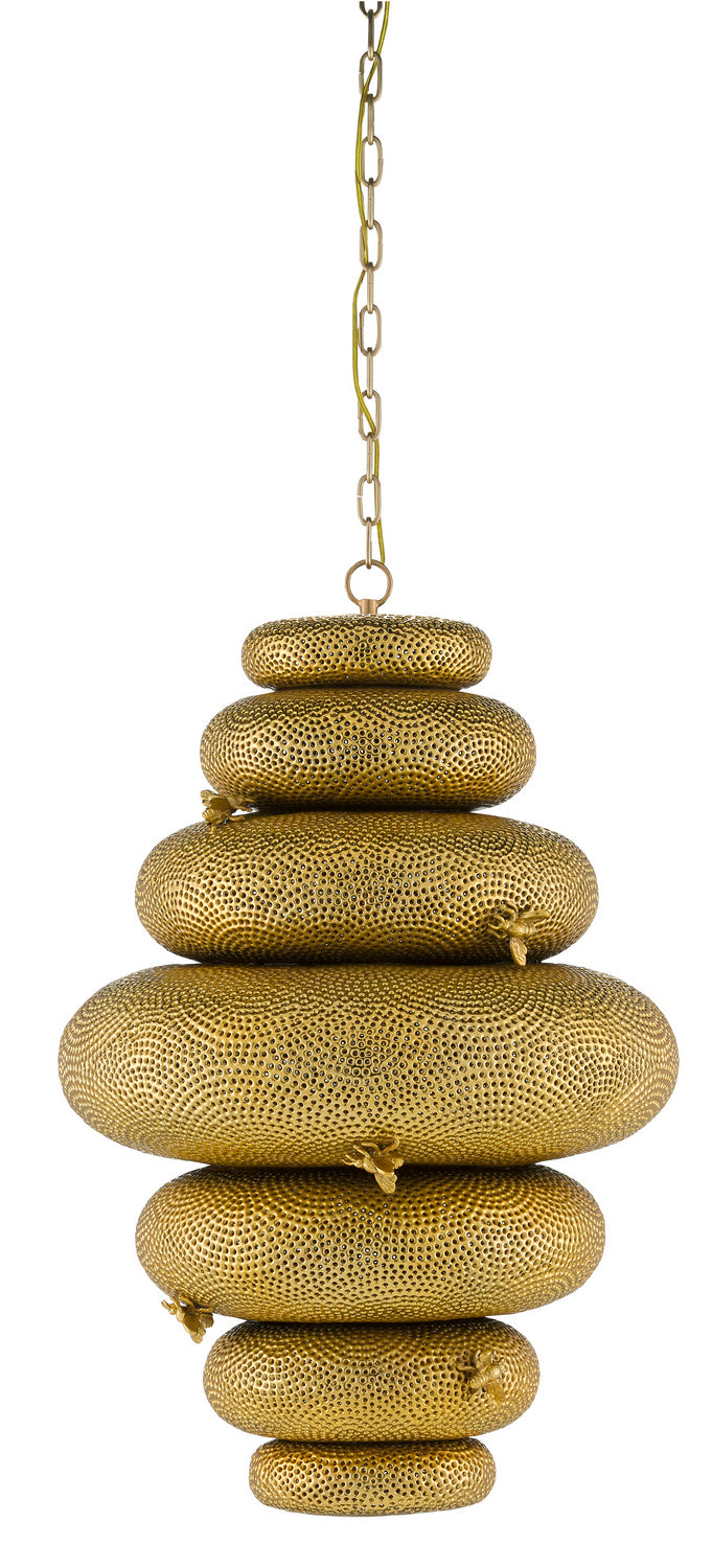 Currey and Company 9000-0761 One Light Chandelier, Antique Brass