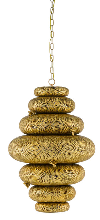 Currey and Company 9000-0761 One Light Chandelier, Antique Brass