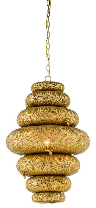 Currey and Company 9000-0761 One Light Chandelier, Antique Brass