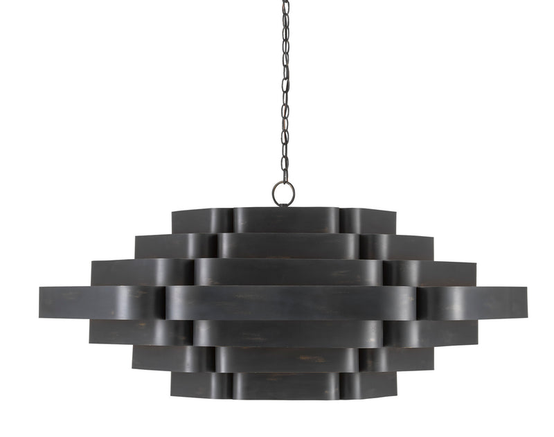 Currey and Company 9000-0775 Six Light Chandelier, French Black/Contemporary Gold Leaf