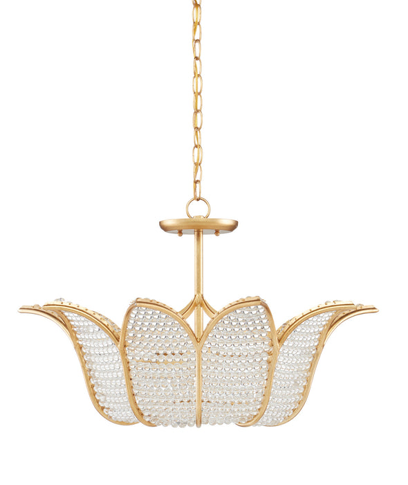 Currey and Company 9000-0776 Three Light Chandelier, Contemporary Gold Leaf/Clear