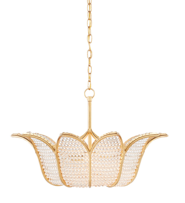 Currey and Company 9000-0776 Three Light Chandelier, Contemporary Gold Leaf/Clear