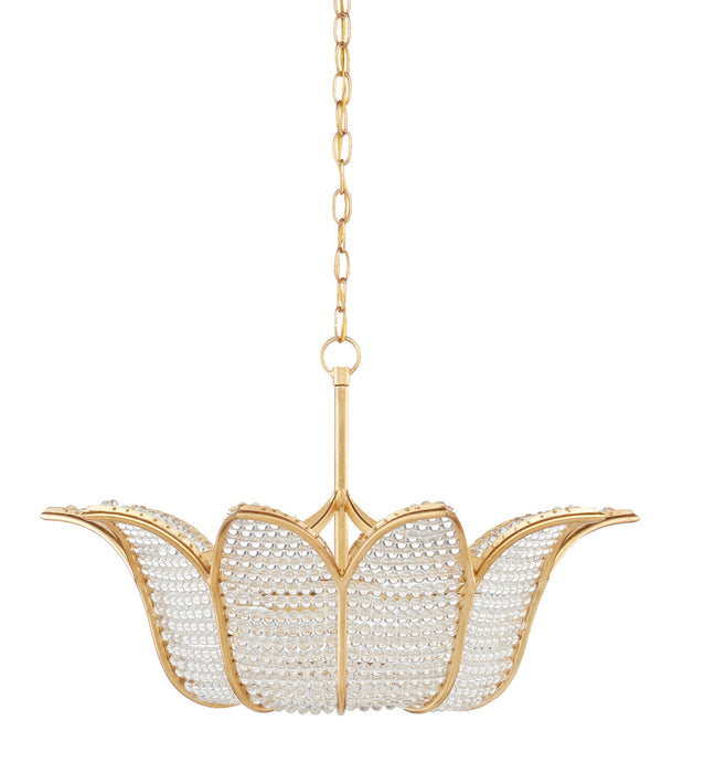 Currey and Company 9000-0776 Three Light Chandelier, Contemporary Gold Leaf/Clear
