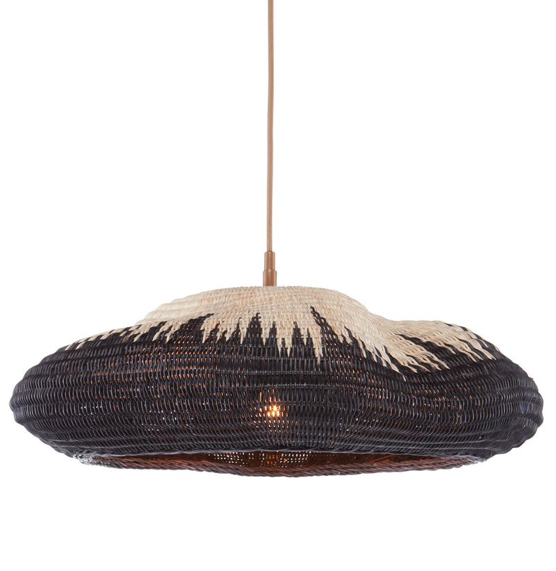 Currey and Company 9000-0787 One Light Pendant, Khaki/Black