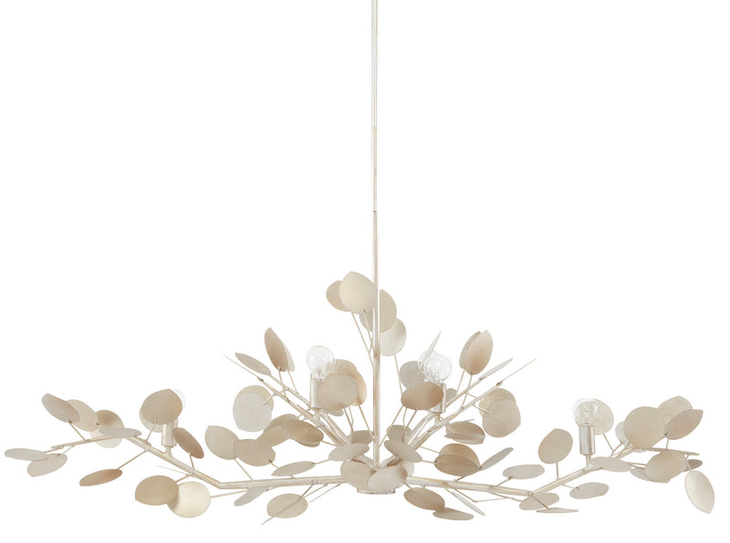 Currey and Company 9000-0816 Six Light Chandelier, Contemporary Silver Leaf