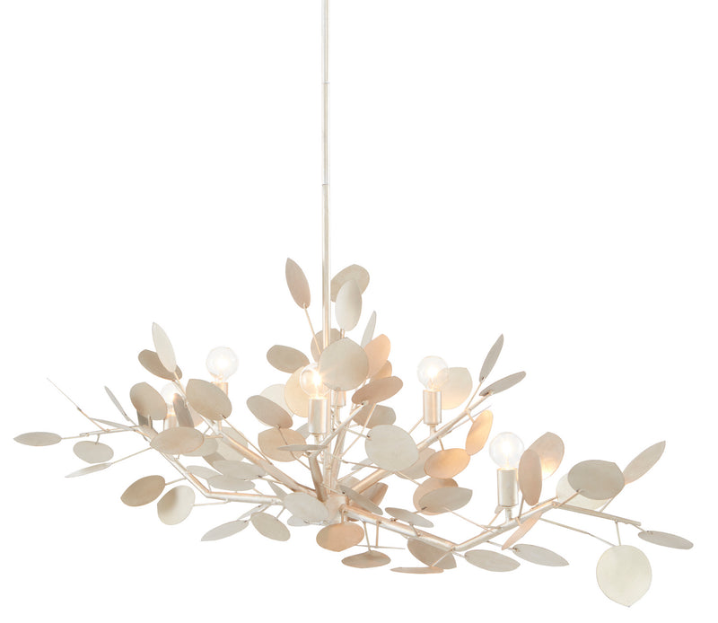 Currey and Company 9000-0816 Six Light Chandelier, Contemporary Silver Leaf