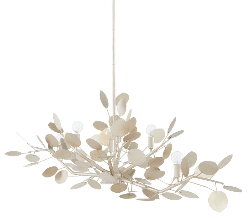 Currey and Company 9000-0816 Six Light Chandelier, Contemporary Silver Leaf