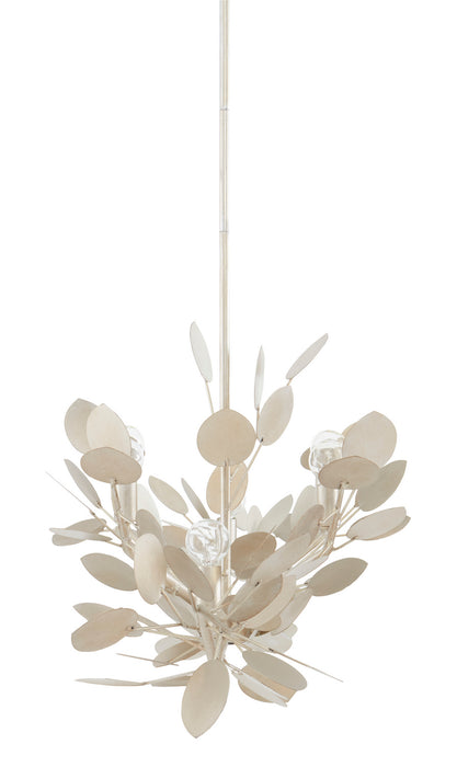 Currey and Company 9000-0816 Six Light Chandelier, Contemporary Silver Leaf
