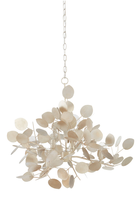 Currey and Company 9000-0817 Six Light Chandelier, Contemporary Silver Leaf
