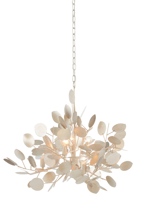 Currey and Company 9000-0817 Six Light Chandelier, Contemporary Silver Leaf