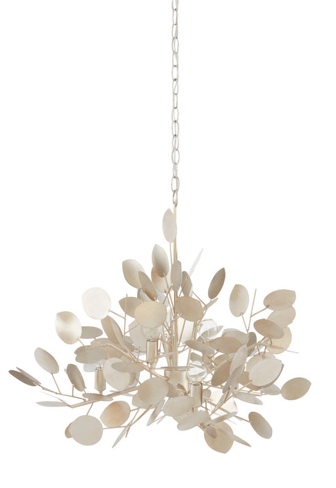 Currey and Company 9000-0817 Six Light Chandelier, Contemporary Silver Leaf