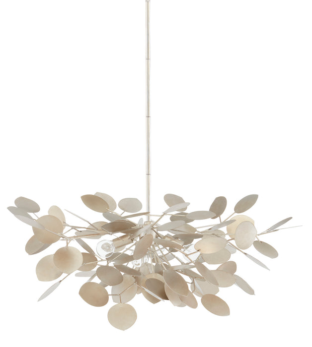 Currey and Company 9000-0818 Four Light Chandelier, Contemporary Silver Leaf