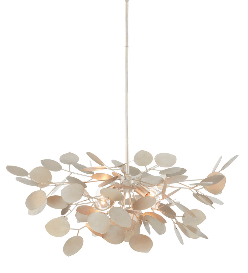 Currey and Company 9000-0818 Four Light Chandelier, Contemporary Silver Leaf