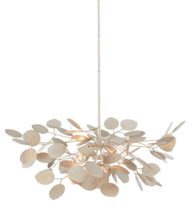 Currey and Company 9000-0818 Four Light Chandelier, Contemporary Silver Leaf