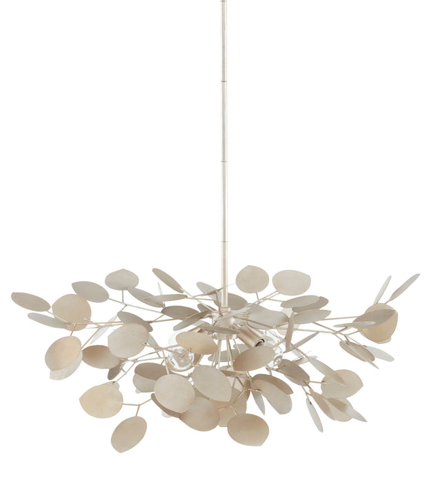 Currey and Company 9000-0818 Four Light Chandelier, Contemporary Silver Leaf