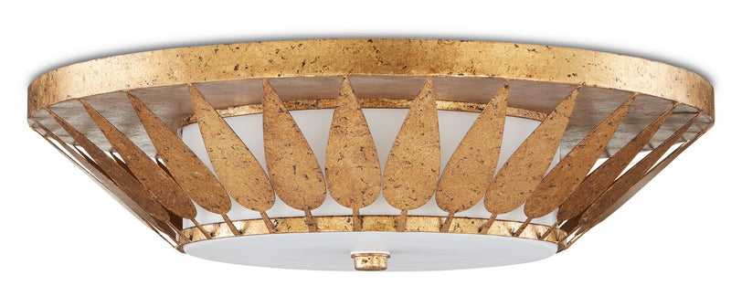 Currey and Company 9999-0055 LED Flush Mount, Autumn Gold/Milky Glass